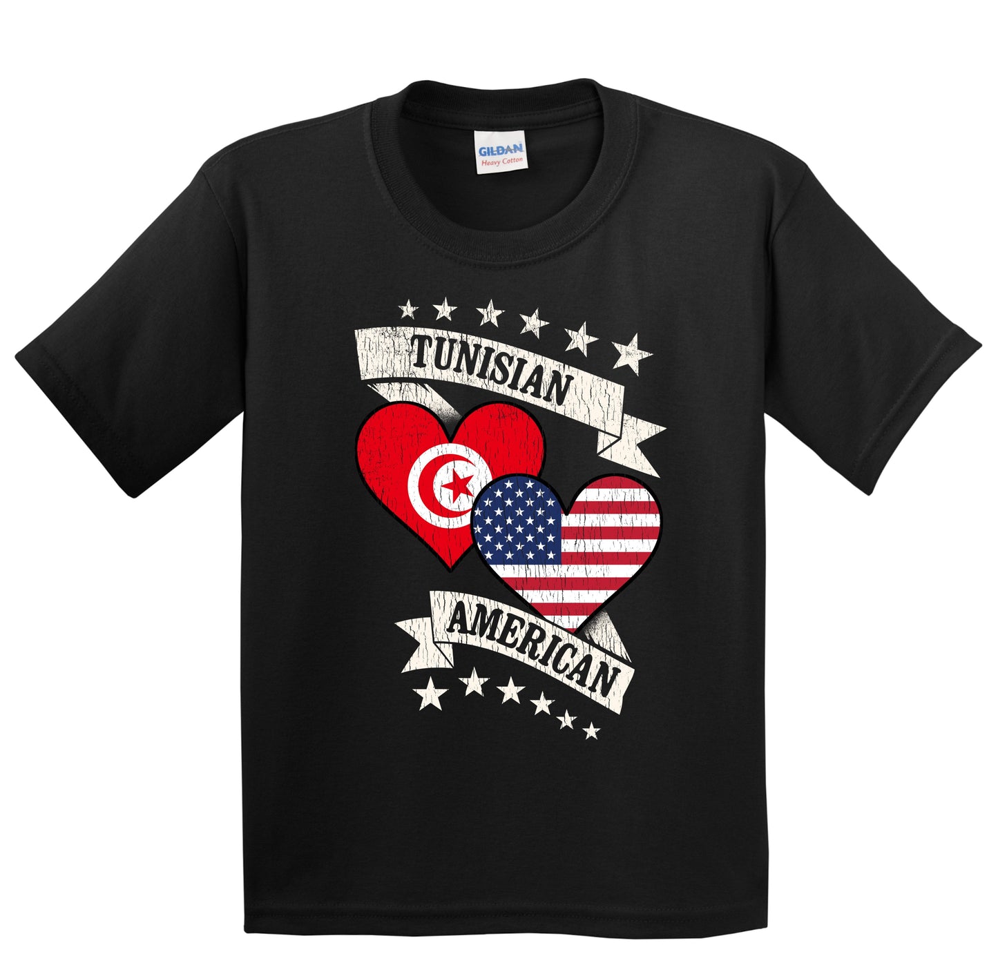 Tunisian American Heart Flags Tunisia America Youth T-Shirt