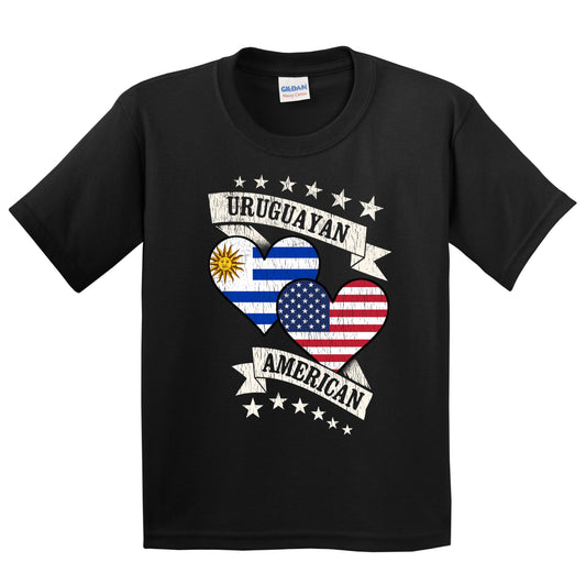 Uruguayan American Heart Flags Uruguay America Youth T-Shirt