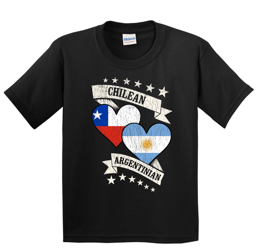 Chilean Argentinian Heart Flags Chile Argentina Youth T-Shirt