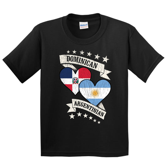 Dominican Argentinian Heart Flags Dominican Republic Argentina Youth T-Shirt