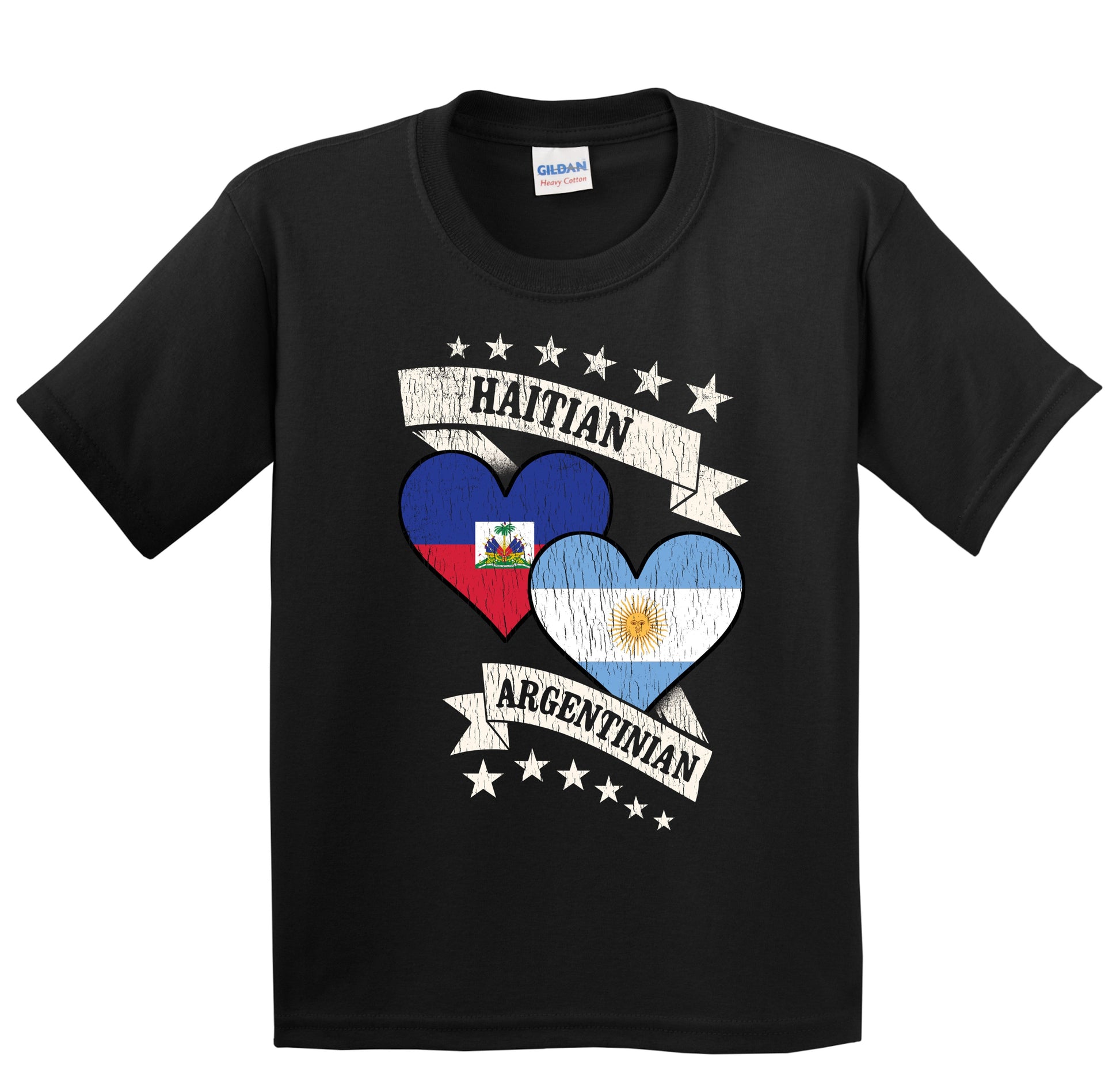 Haitian Argentinian Heart Flags Haiti Argentina Youth T-Shirt