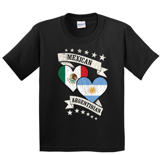 Mexican Argentinian Heart Flags Mexico Argentina Youth T-Shirt