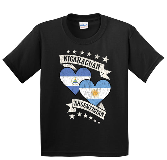 Nicaraguan Argentinian Heart Flags Nicaragua Argentina Youth T-Shirt