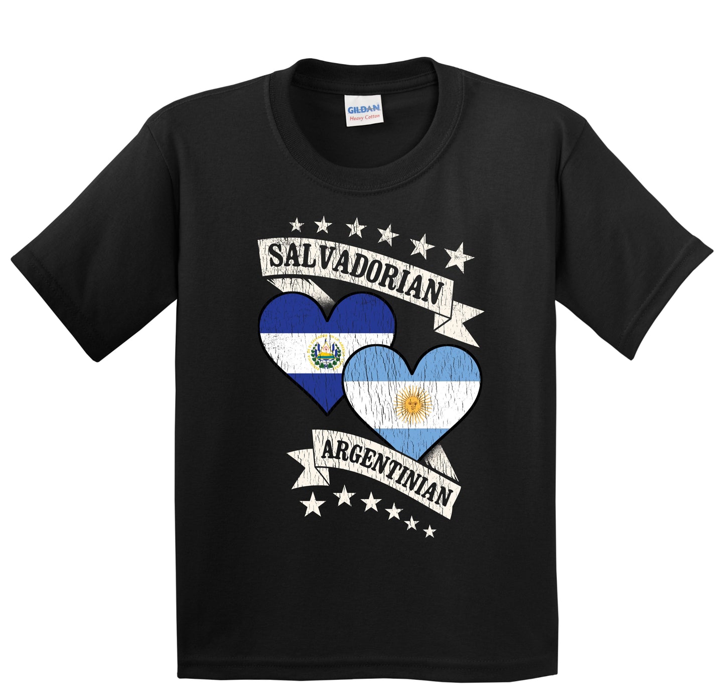 Salvadorian Argentinian Heart Flags El Salvador Argentina Youth T-Shirt