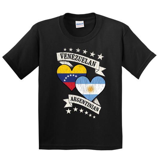 Venezuelan Argentinian Heart Flags Venezuela Argentina Youth T-Shirt