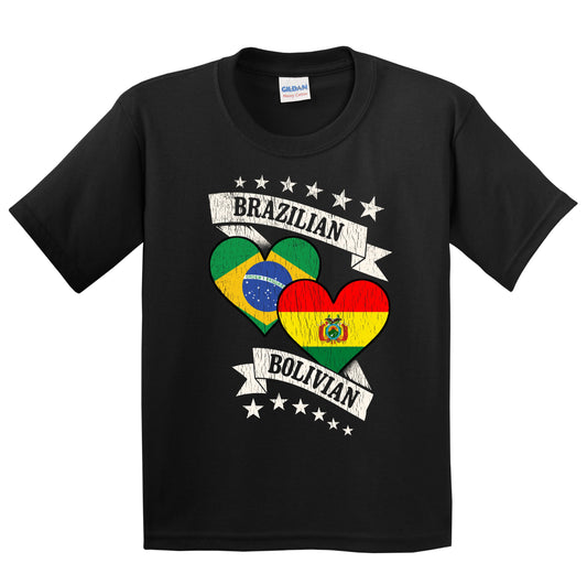 Brazilian Bolivian Heart Flags Brazil Bolivia Youth T-Shirt