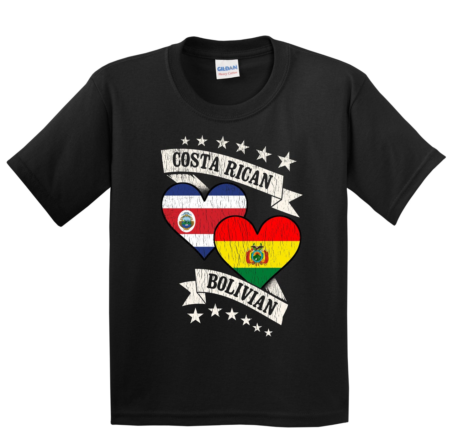 Costa Rican Bolivian Heart Flags Costa Rica Bolivia Youth T-Shirt