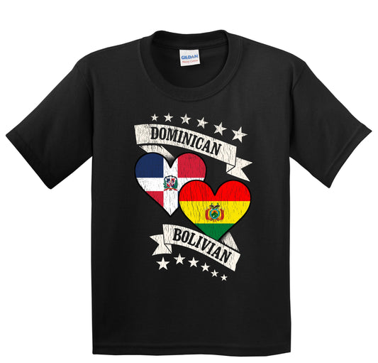 Dominican Bolivian Heart Flags Dominican Republic Bolivia Youth T-Shirt
