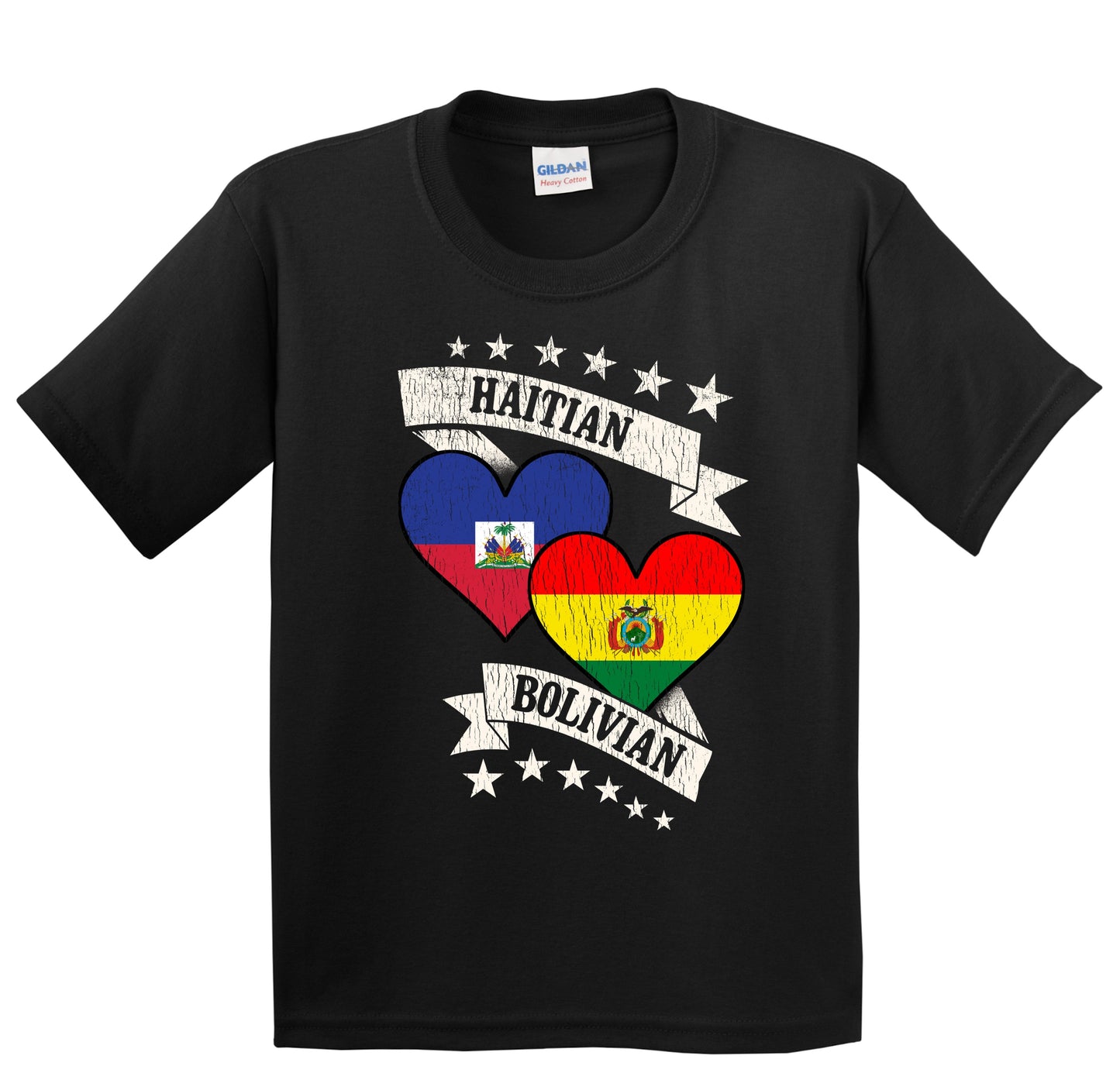 Haitian Bolivian Heart Flags Haiti Bolivia Youth T-Shirt