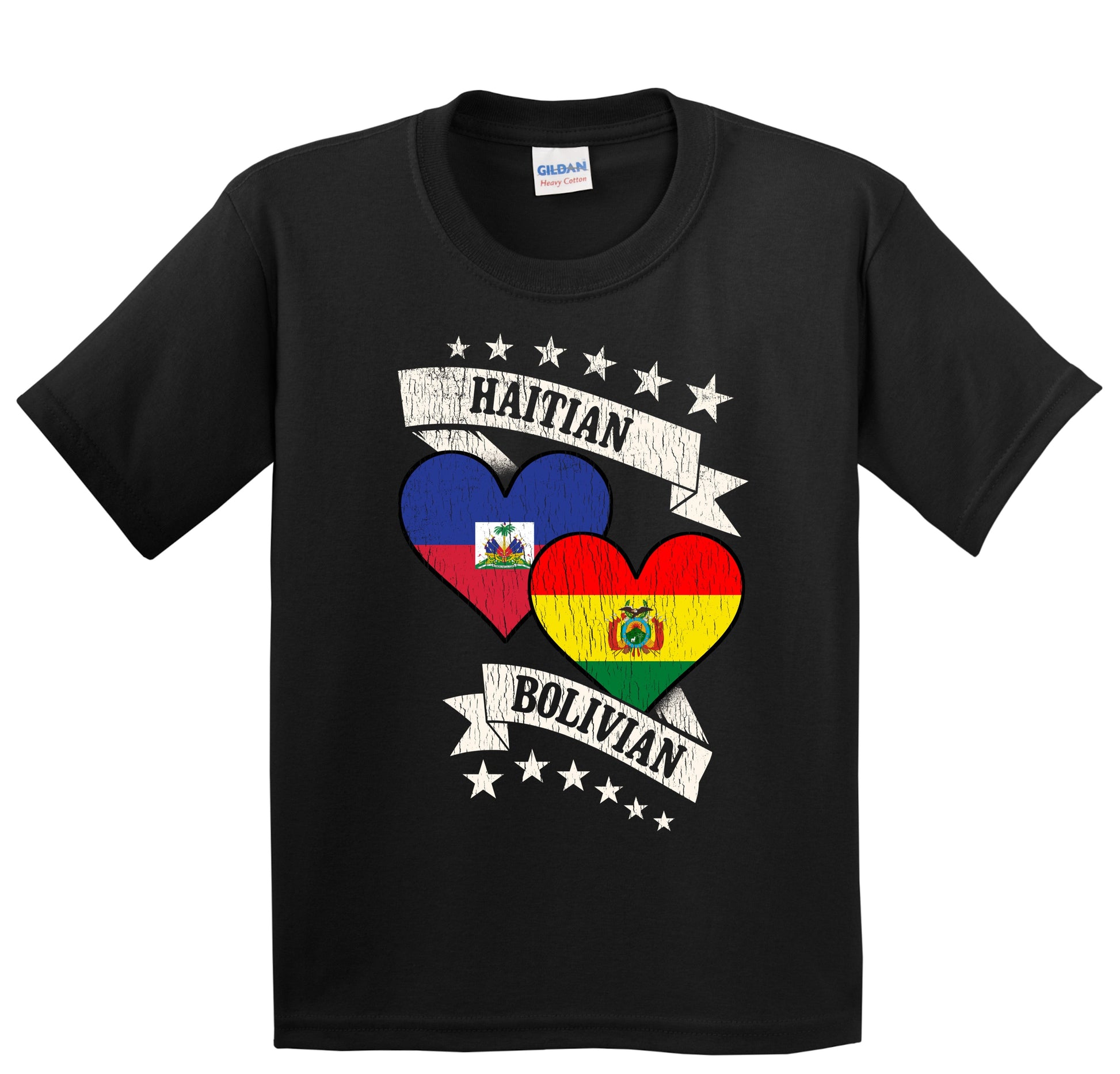 Haitian Bolivian Heart Flags Haiti Bolivia Youth T-Shirt