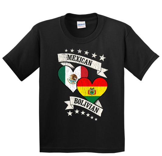 Mexican Bolivian Heart Flags Mexico Bolivia Youth T-Shirt