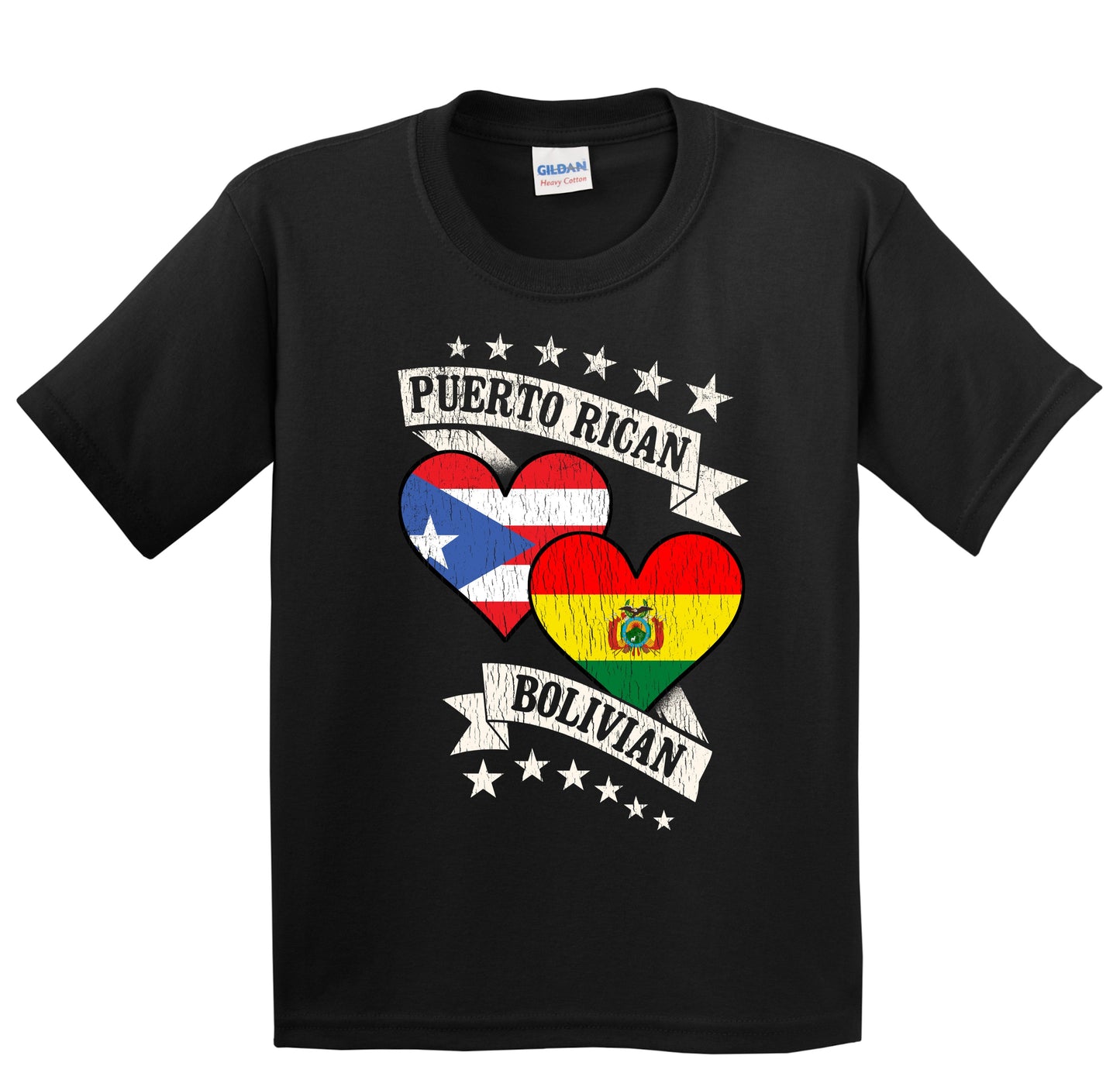 Puerto Rican Bolivian Heart Flags Puerto Rico Bolivia Youth T-Shirt