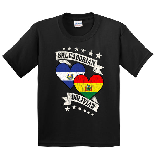 Salvadorian Bolivian Heart Flags El Salvador Bolivia Youth T-Shirt