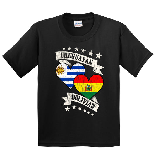 Uruguayan Bolivian Heart Flags Uruguay Bolivia Youth T-Shirt