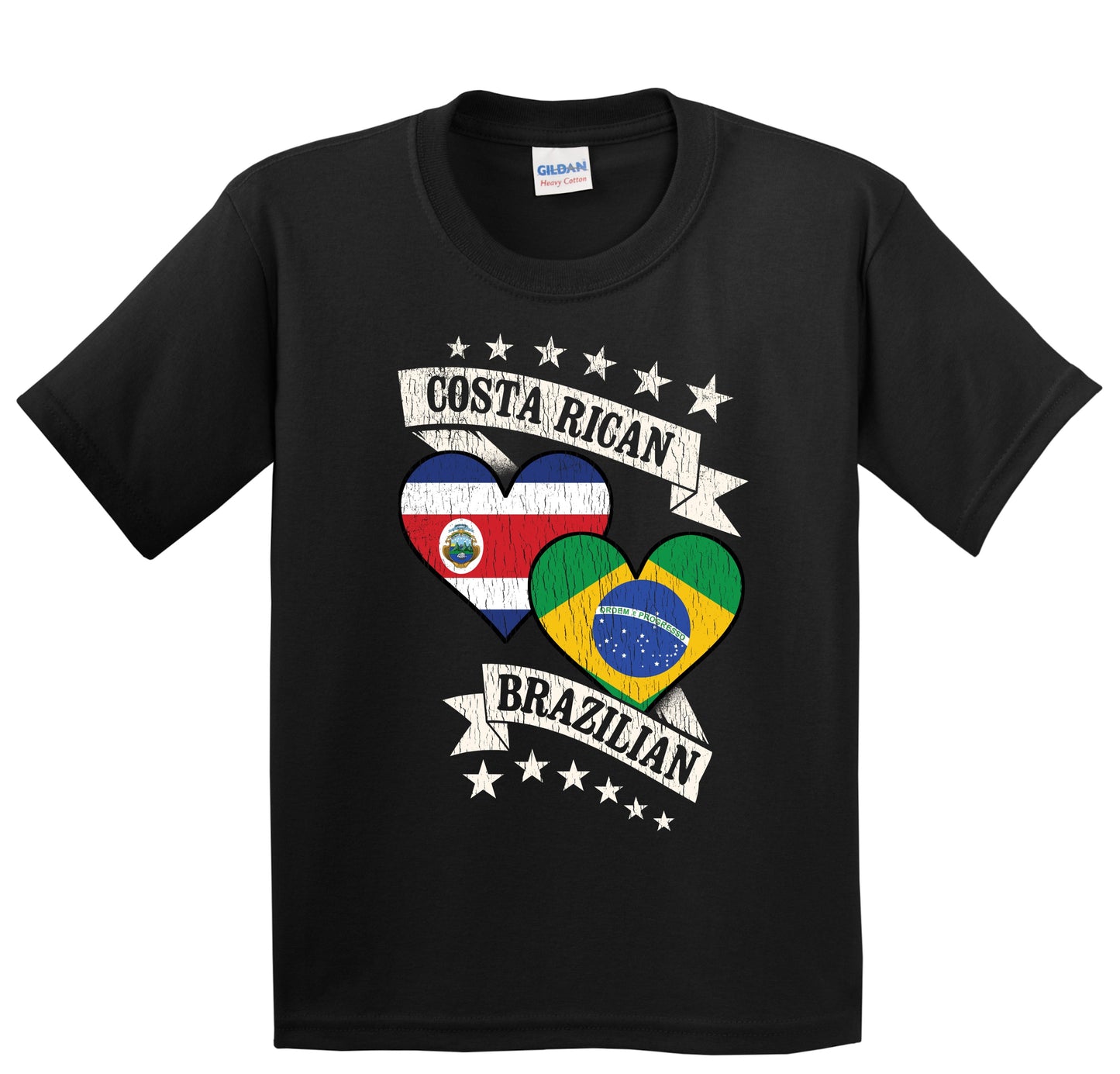 Costa Rican Brazilian Heart Flags Costa Rica Brazil Youth T-Shirt