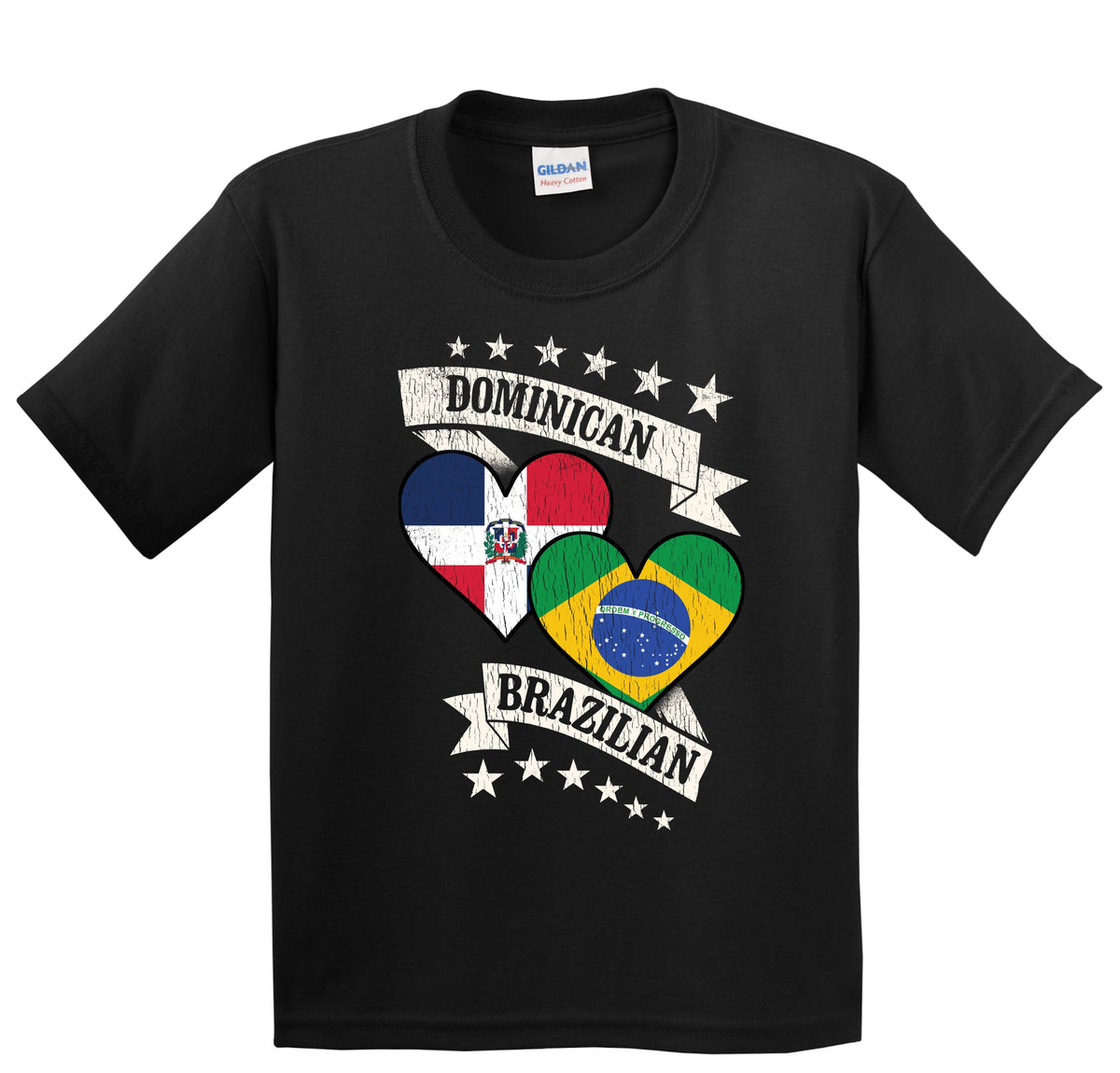 Dominican Brazilian Heart Flags Dominican Republic Brazil Youth T-Shirt