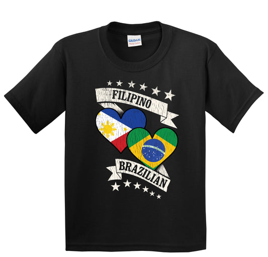 Filipino Brazilian Heart Flags Philippines Brazil Youth T-Shirt