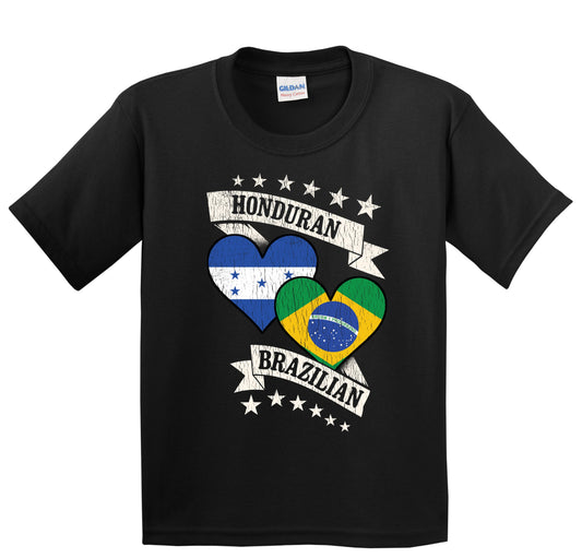 Honduran Brazilian Heart Flags Honduras Brazil Youth T-Shirt