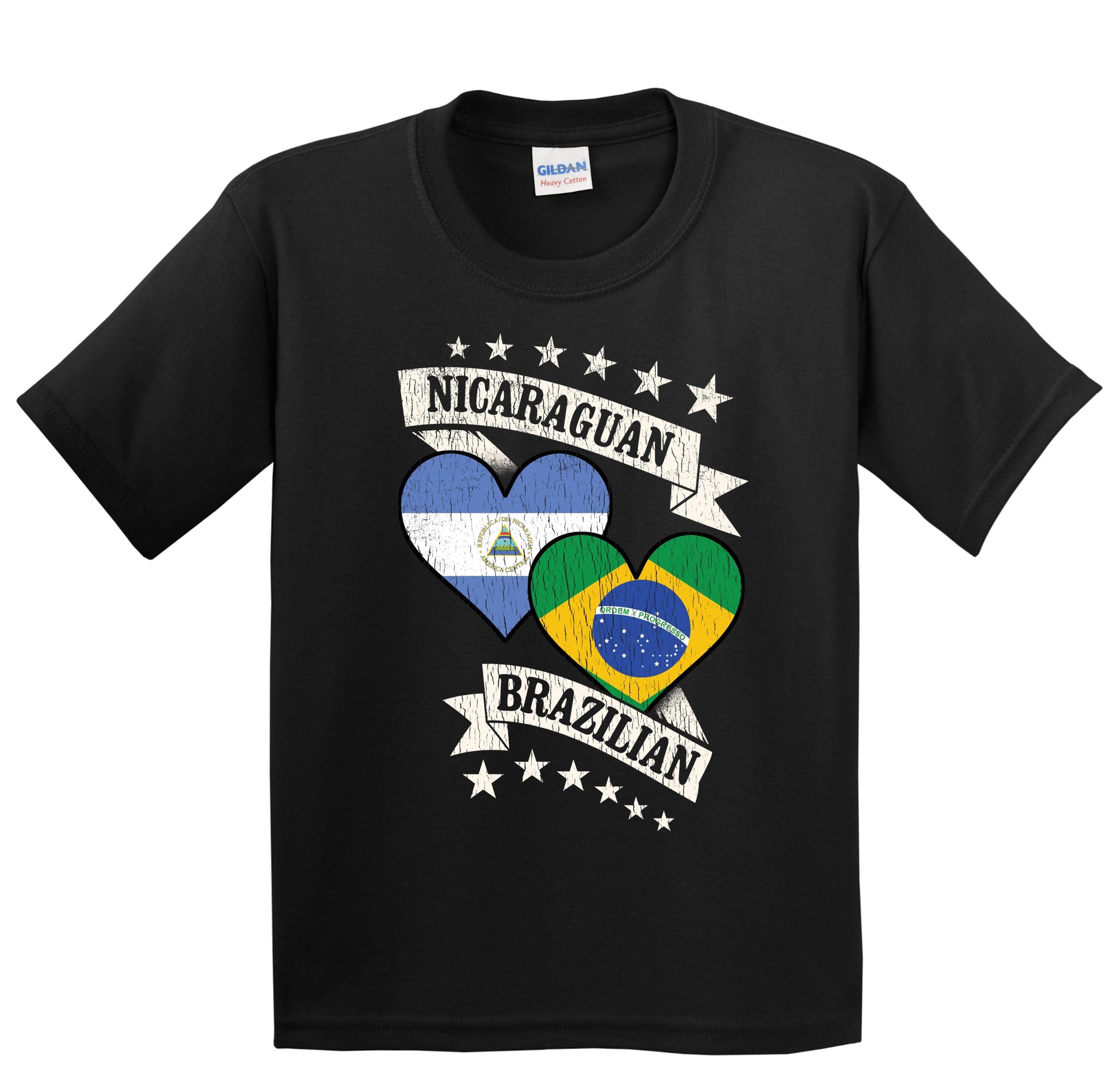 Nicaraguan Brazilian Heart Flags Nicaragua Brazil Youth T-Shirt