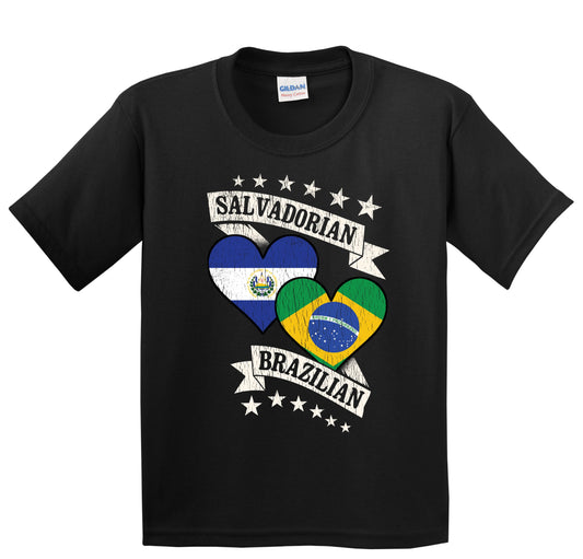 Salvadorian Brazilian Heart Flags El Salvador Brazil Youth T-Shirt