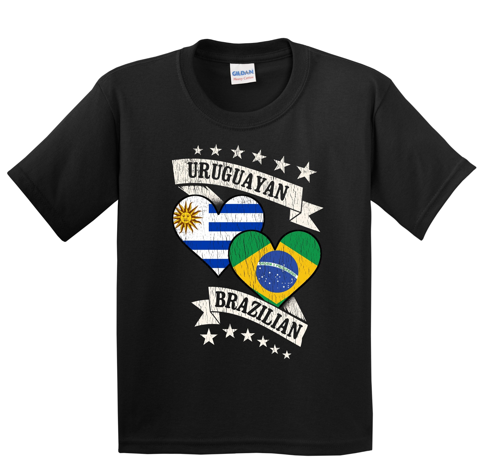Uruguayan Brazilian Heart Flags Uruguay Brazil Youth T-Shirt