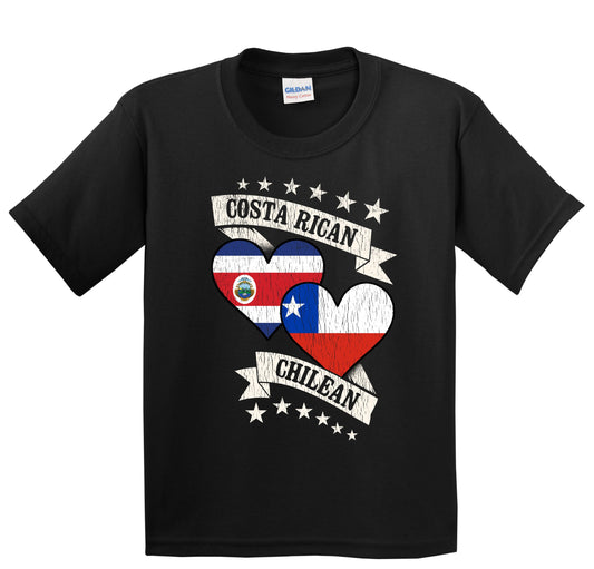 Costa Rican Chilean Heart Flags Costa Rica Chile Youth T-Shirt