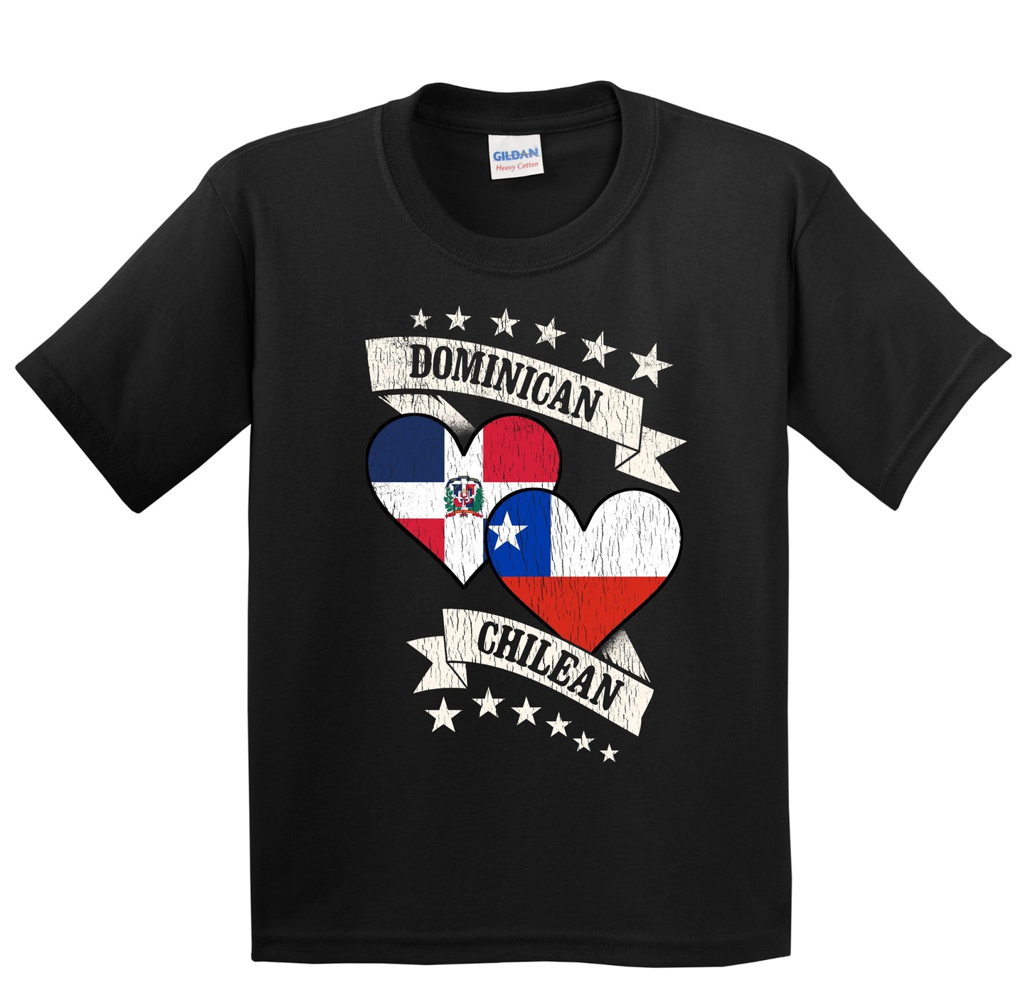 Dominican Chilean Heart Flags Dominican Republic Chile Youth T-Shirt