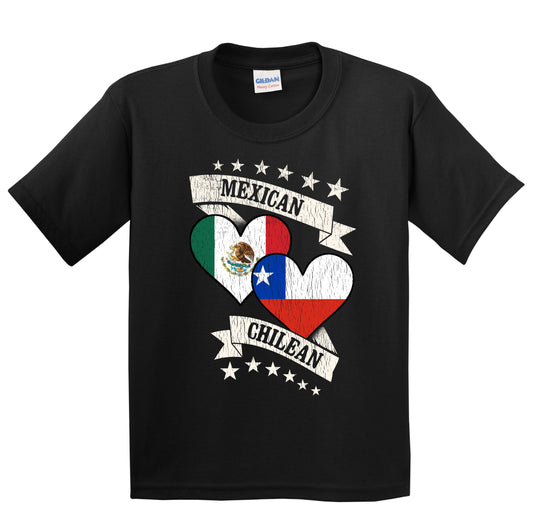 Mexican Chilean Heart Flags Mexico Chile Youth T-Shirt