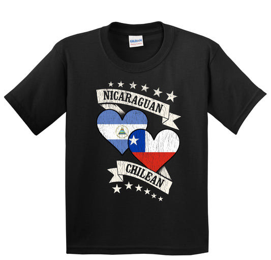 Nicaraguan Chilean Heart Flags Nicaragua Chile Youth T-Shirt