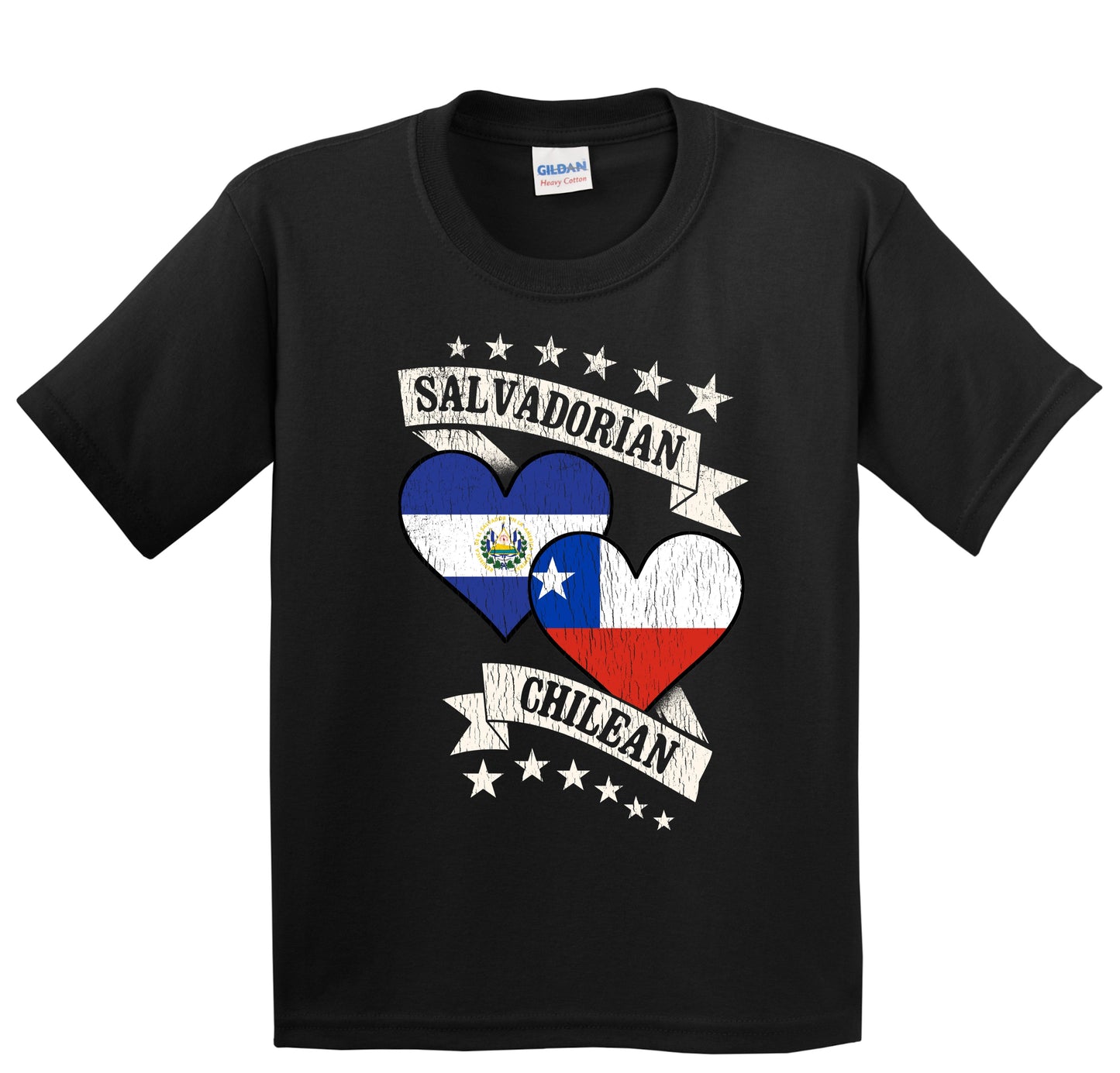 Salvadorian Chilean Heart Flags El Salvador Chile Youth T-Shirt