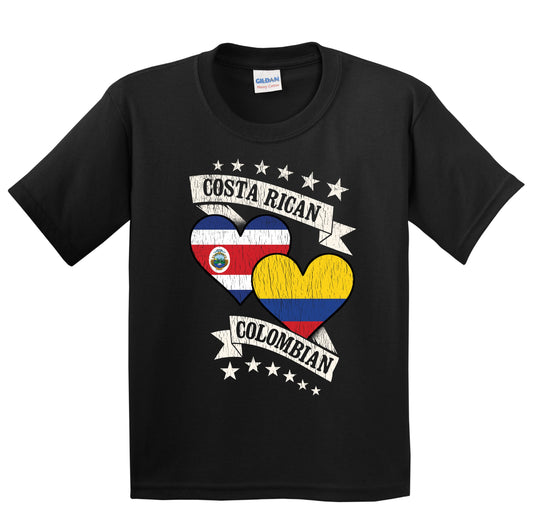 Costa Rican Colombian Heart Flags Costa Rica Colombia Youth T-Shirt