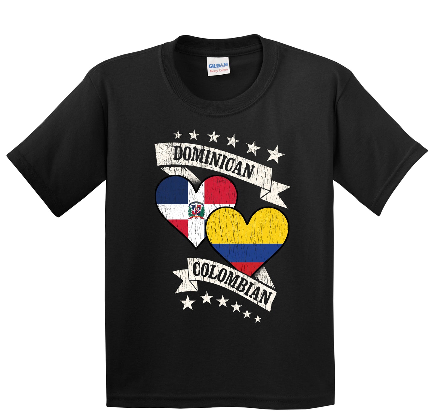 Dominican Colombian Heart Flags Dominican Republic Colombia Youth T-Shirt