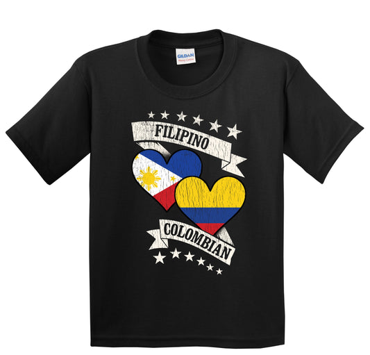 Filipino Colombian Heart Flags Philippines Colombia Youth T-Shirt