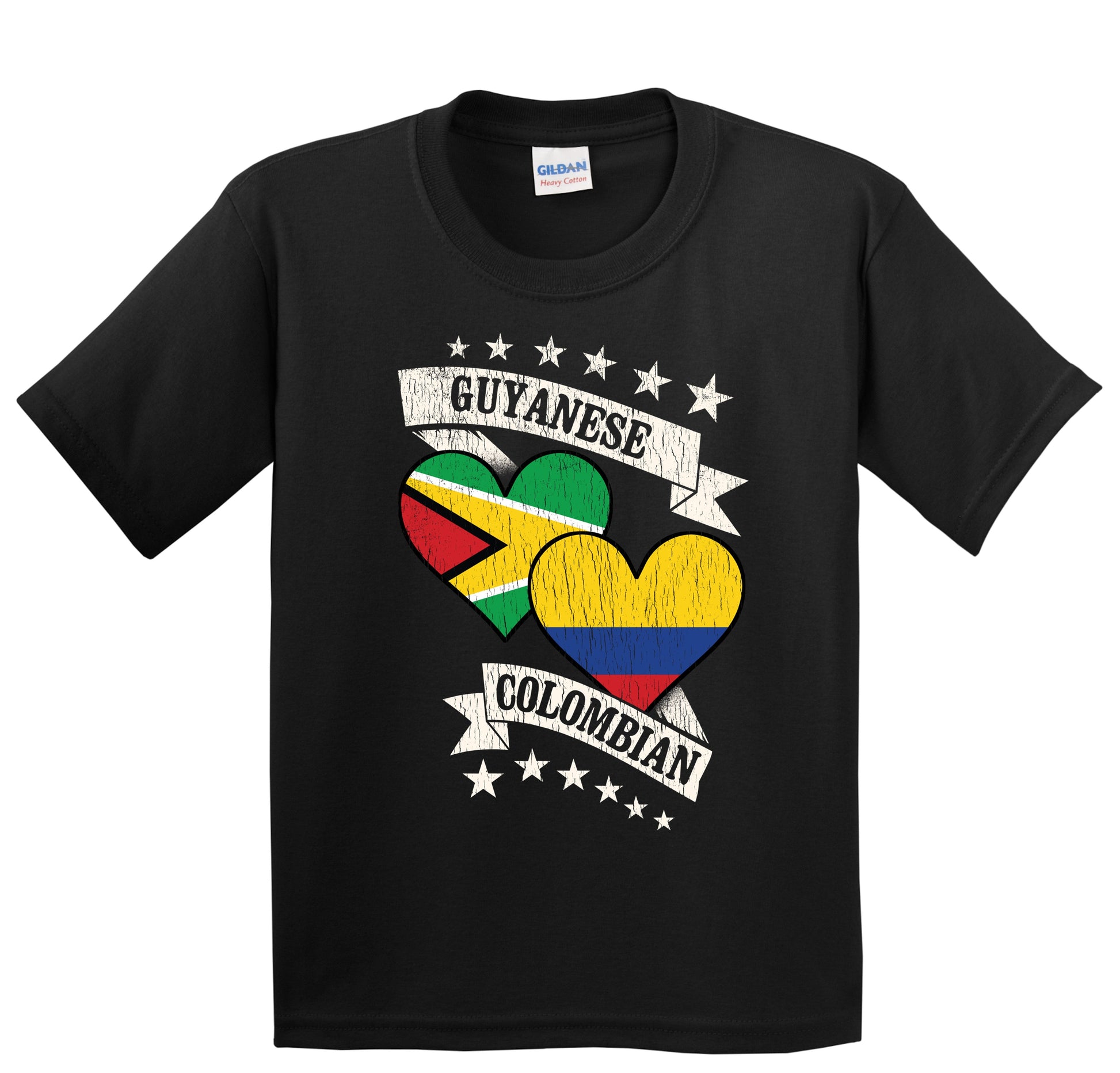 Guyanese Colombian Heart Flags Guyana Colombia Youth T-Shirt