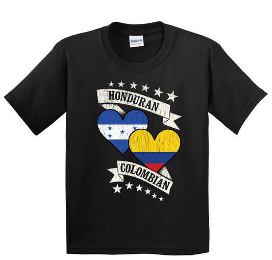 Honduran Colombian Heart Flags Honduras Colombia Youth T-Shirt
