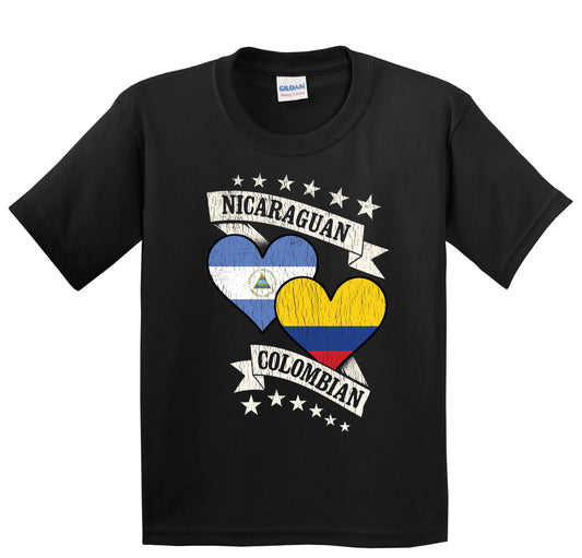 Nicaraguan Colombian Heart Flags Nicaragua Colombia Youth T-Shirt