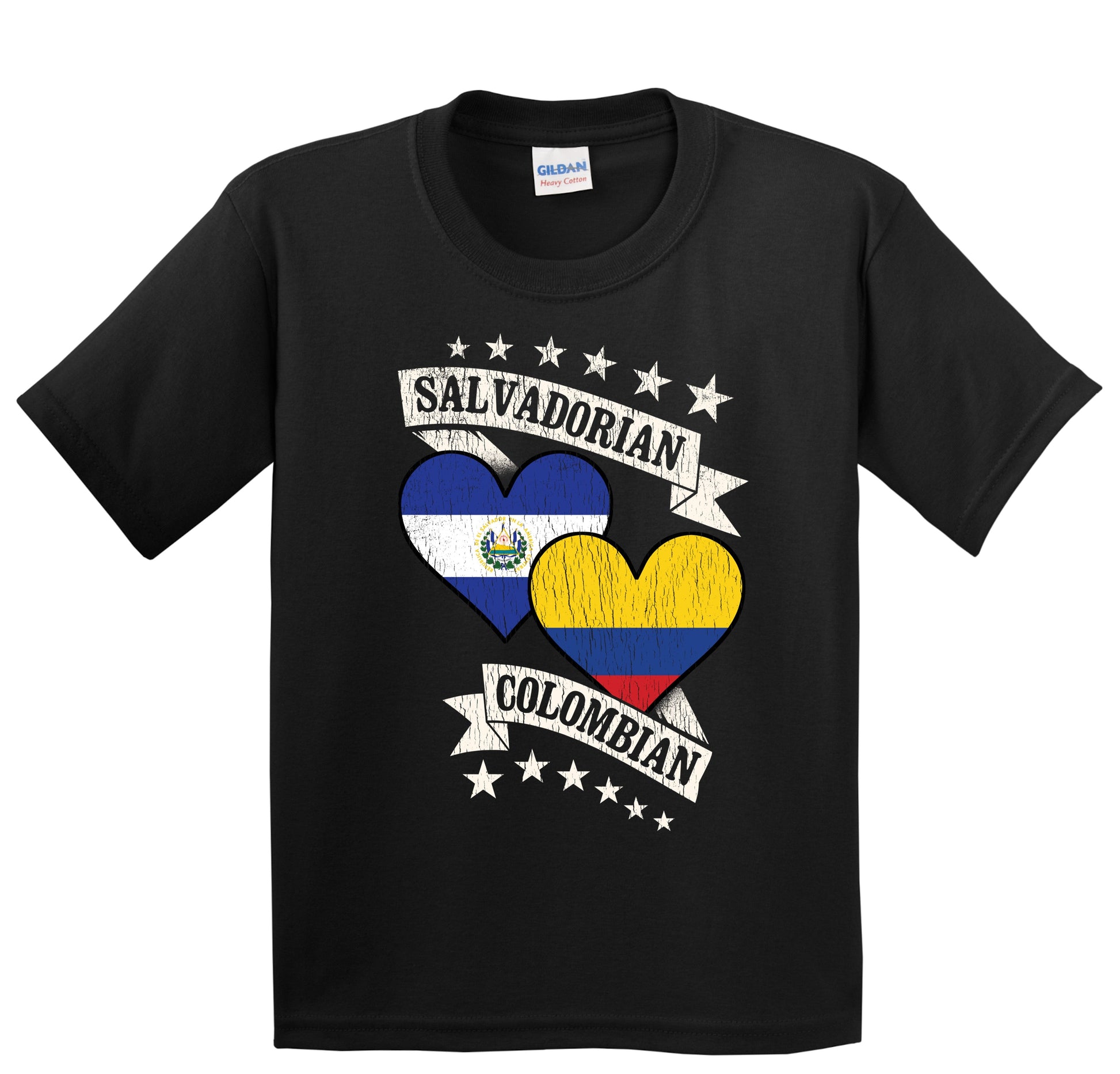 Salvadorian Colombian Heart Flags El Salvador Colombia Youth T-Shirt