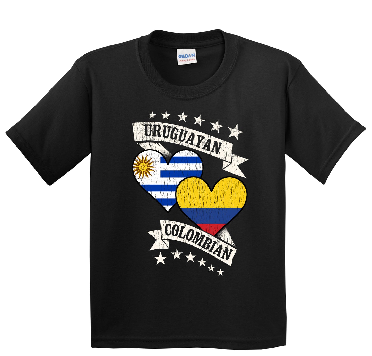 Uruguayan Colombian Heart Flags Uruguay Colombia Youth T-Shirt