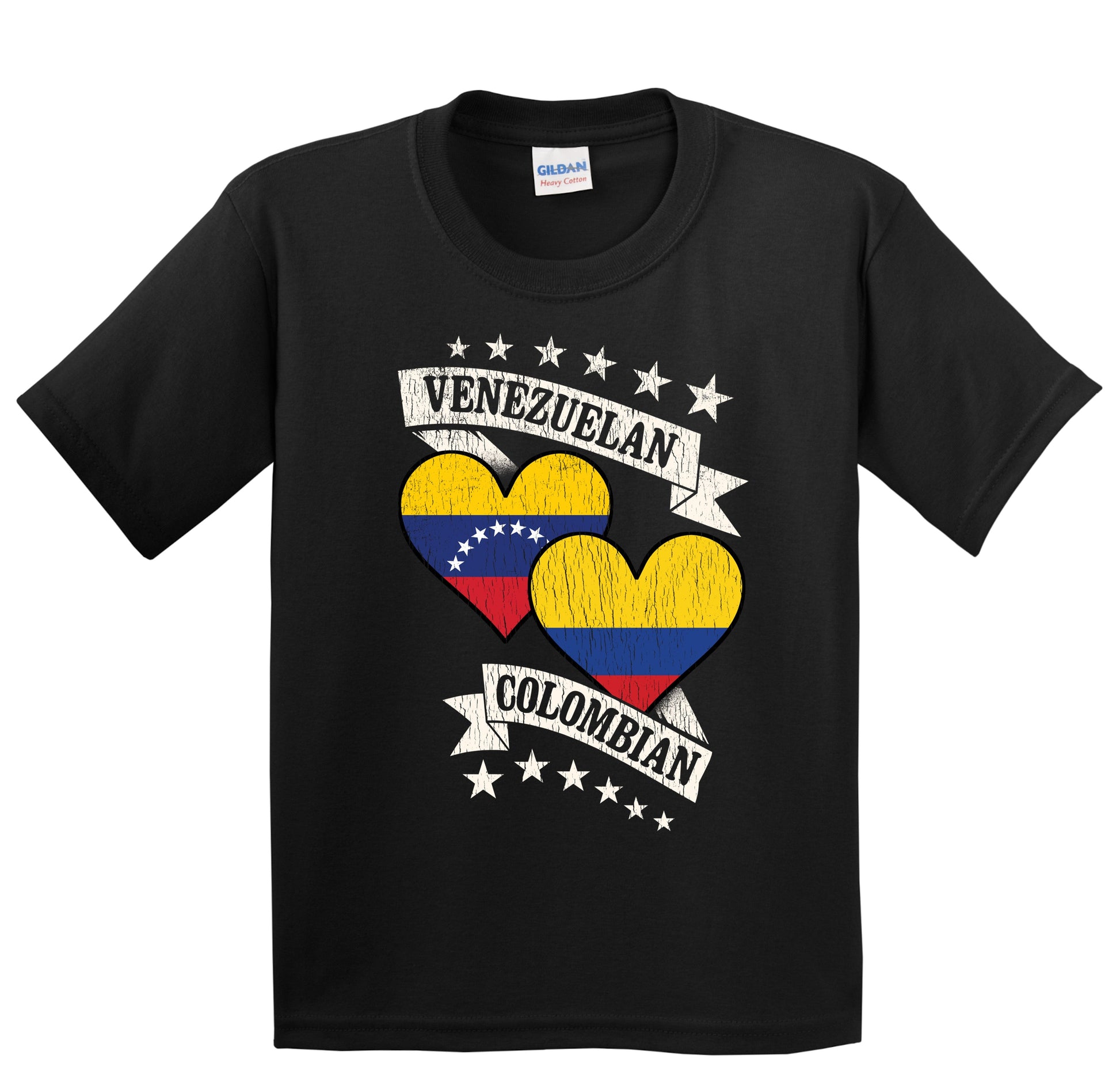 Venezuelan Colombian Heart Flags Venezuela Colombia Youth T-Shirt