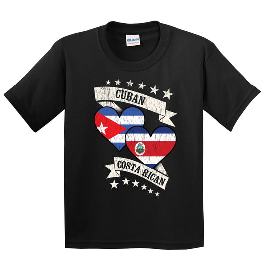 Cuban Costa Rican Heart Flags Cuba Costa Rica Youth T-Shirt