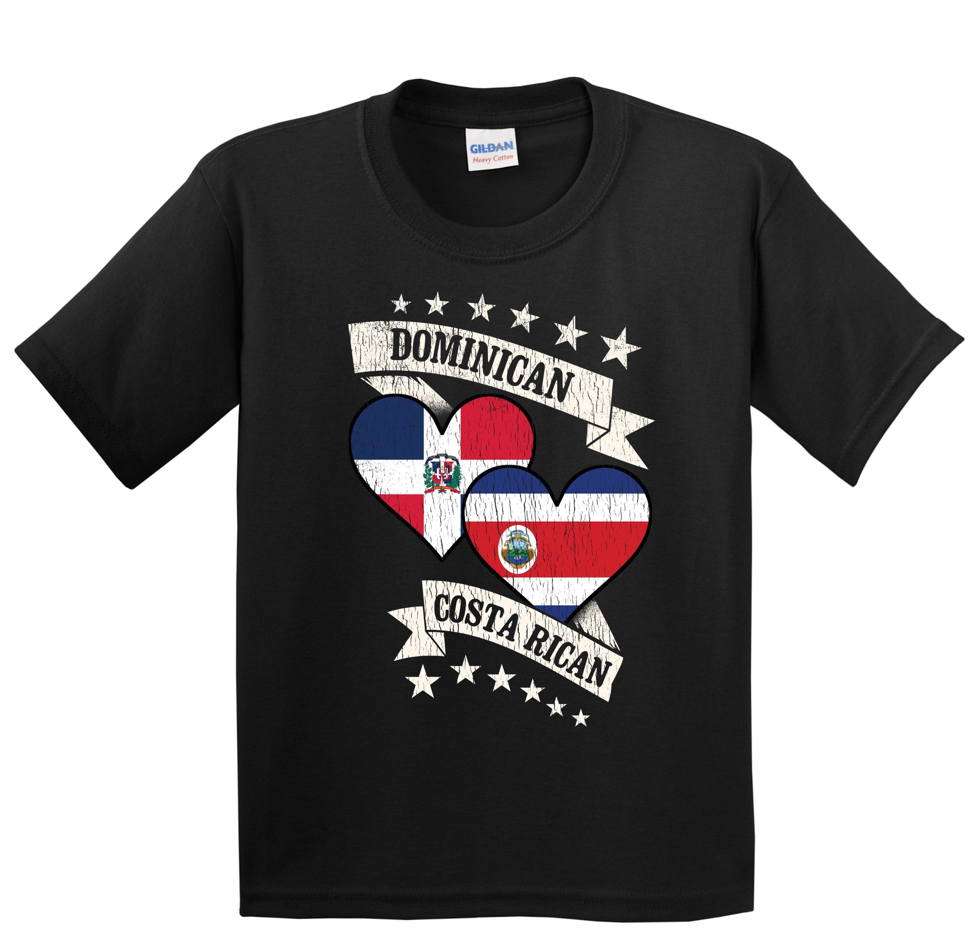 Dominican Costa Rican Heart Flags Dominican Republic Costa Rica Youth T-Shirt