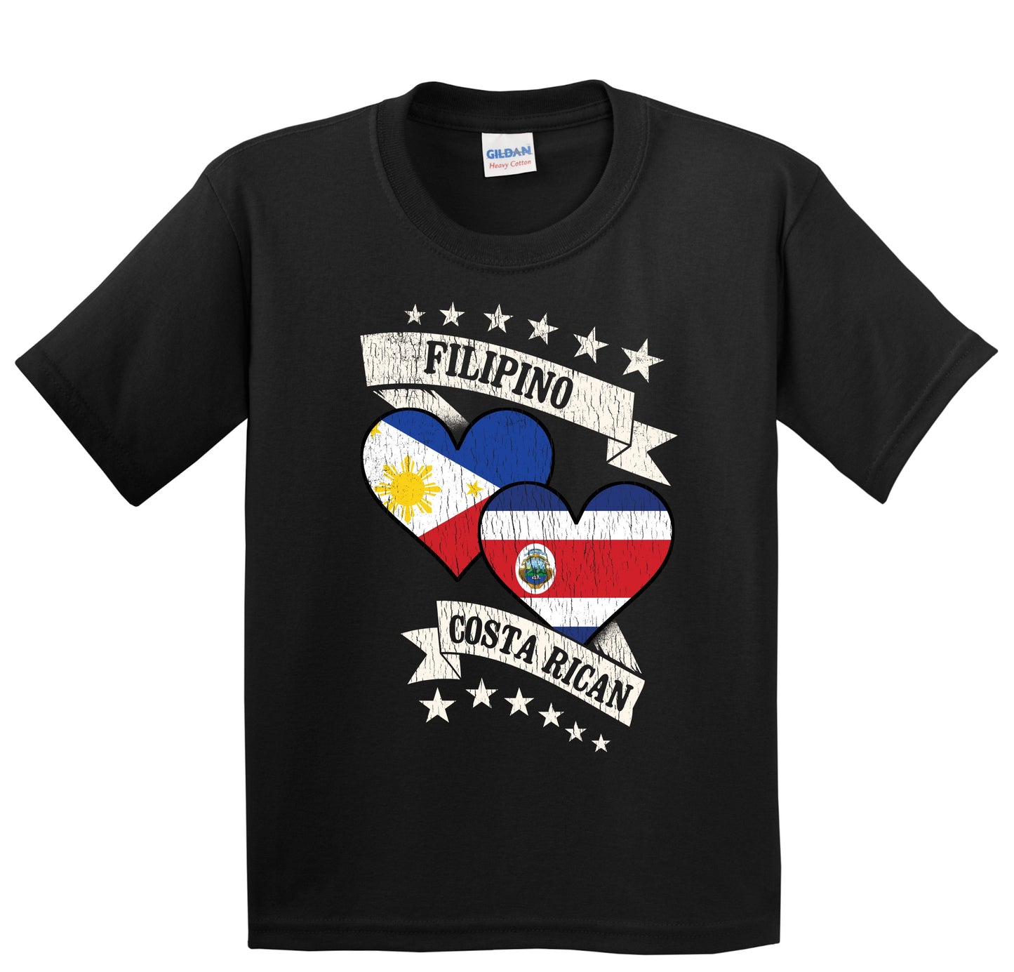 Filipino Costa Rican Heart Flags Philippines Costa Rica Youth T-Shirt