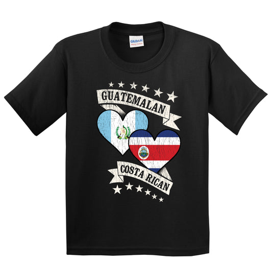 Guatemalan Costa Rican Heart Flags Guatemala Costa Rica Youth T-Shirt