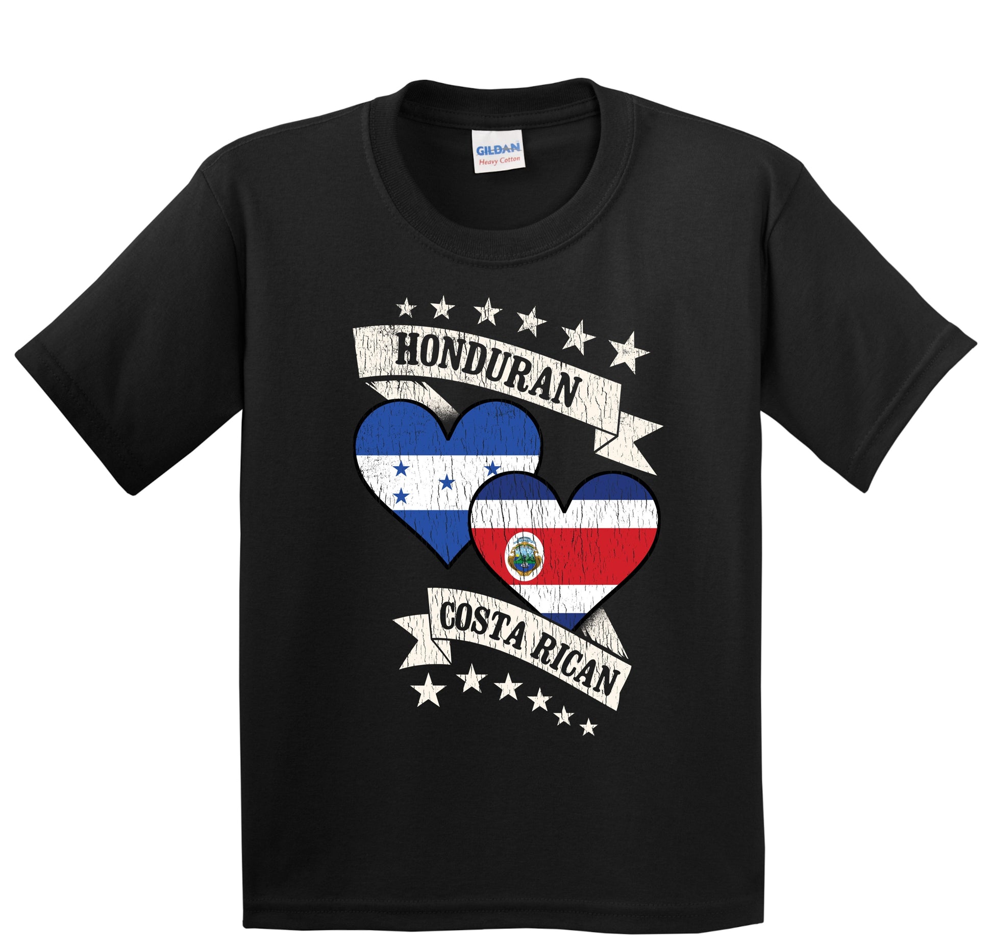 Honduran Costa Rican Heart Flags Honduras Costa Rica Youth T-Shirt