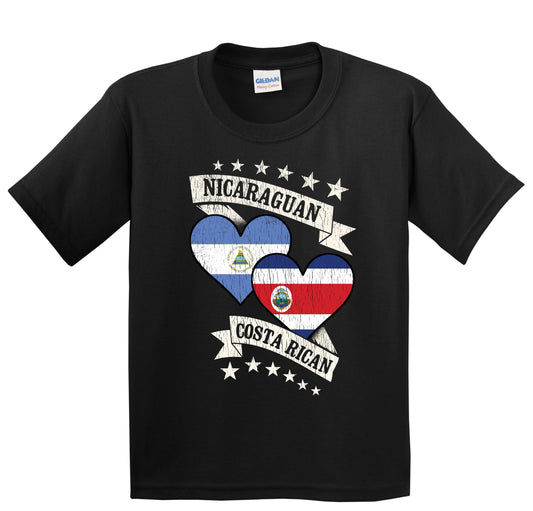 Nicaraguan Costa Rican Heart Flags Nicaragua Costa Rica Youth T-Shirt