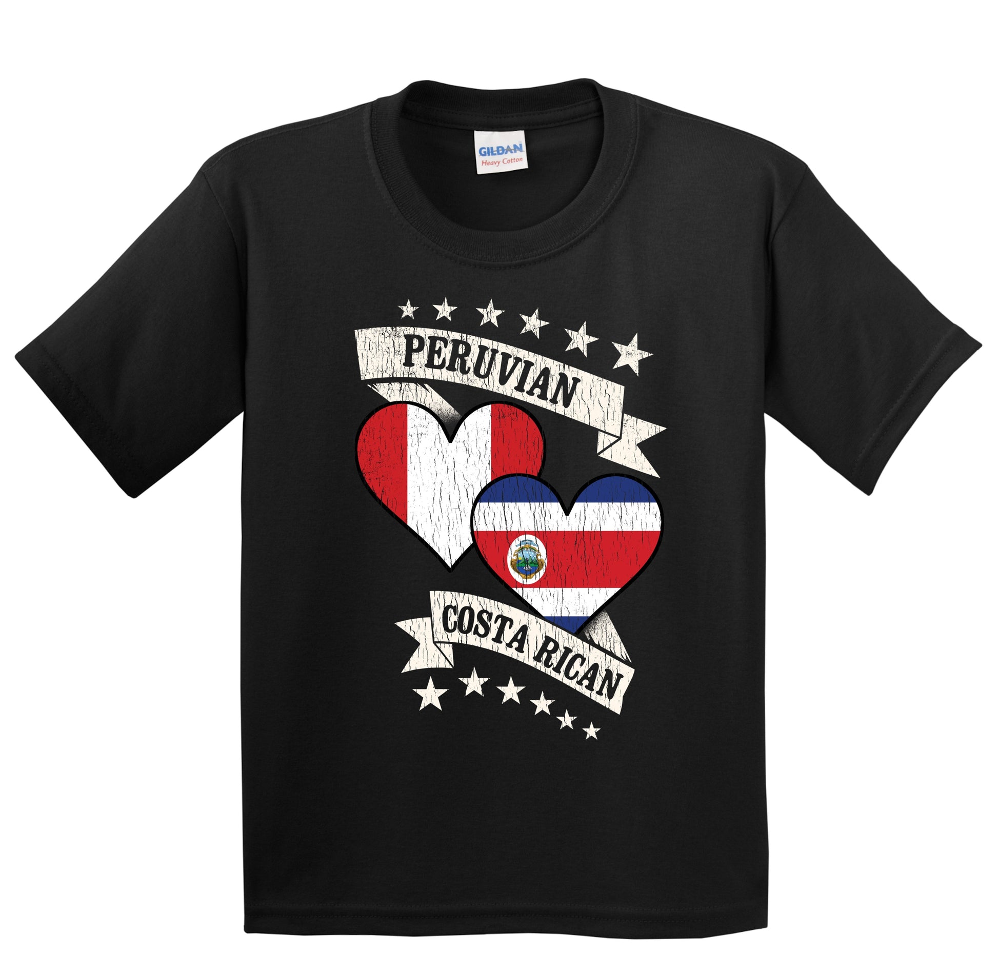 Peruvian Costa Rican Heart Flags Peru Costa Rica Youth T-Shirt