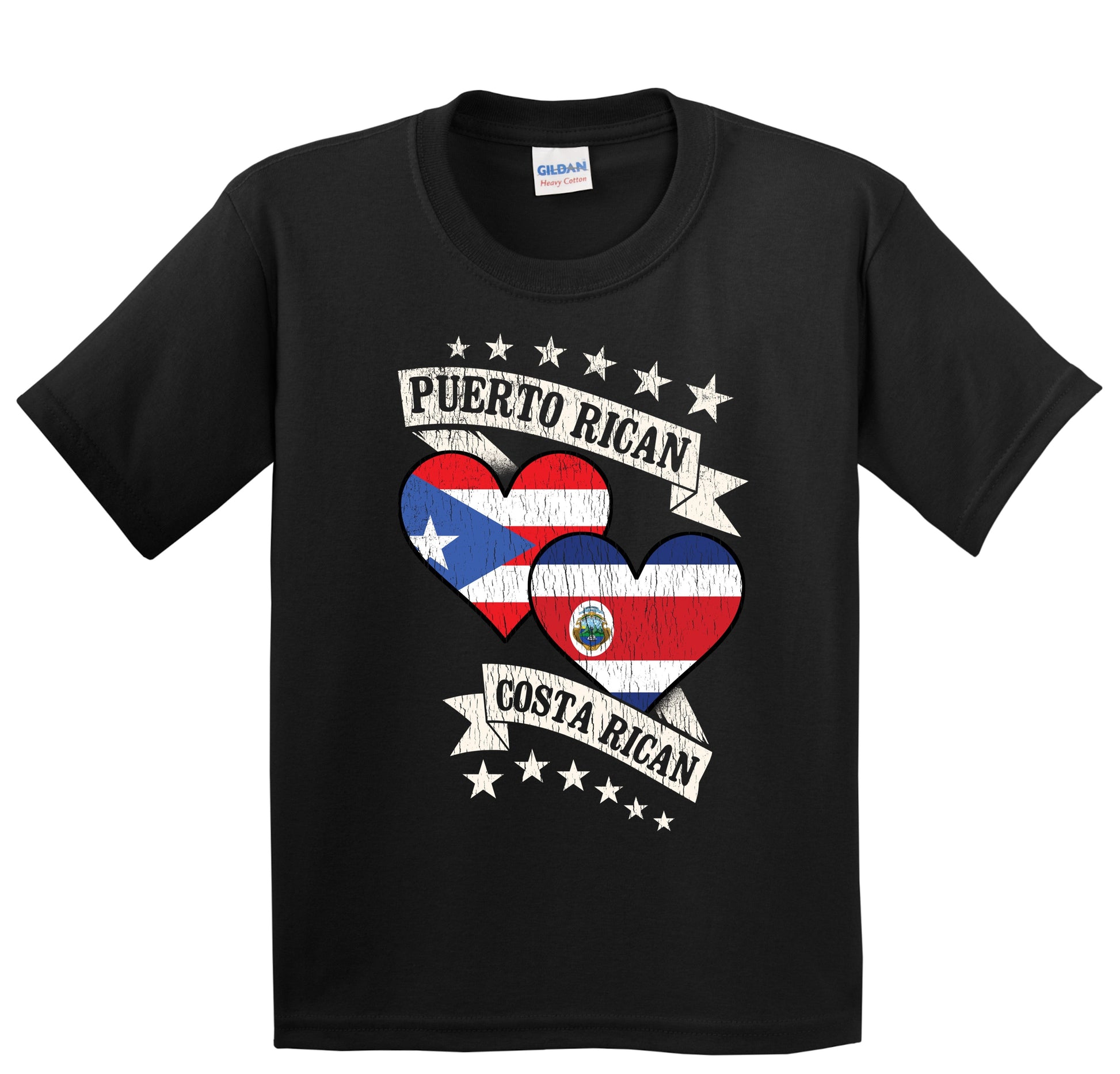 Puerto Rican Costa Rican Heart Flags Puerto Rico Costa Rica Youth T-Shirt