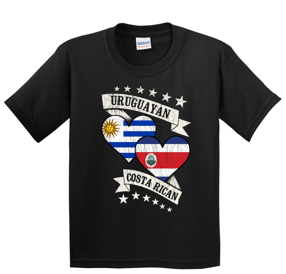 Uruguayan Costa Rican Heart Flags Uruguay Costa Rica Youth T-Shirt