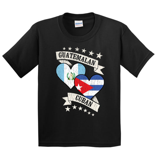 Guatemalan Cuban Heart Flags Guatemala Cuba Youth T-Shirt