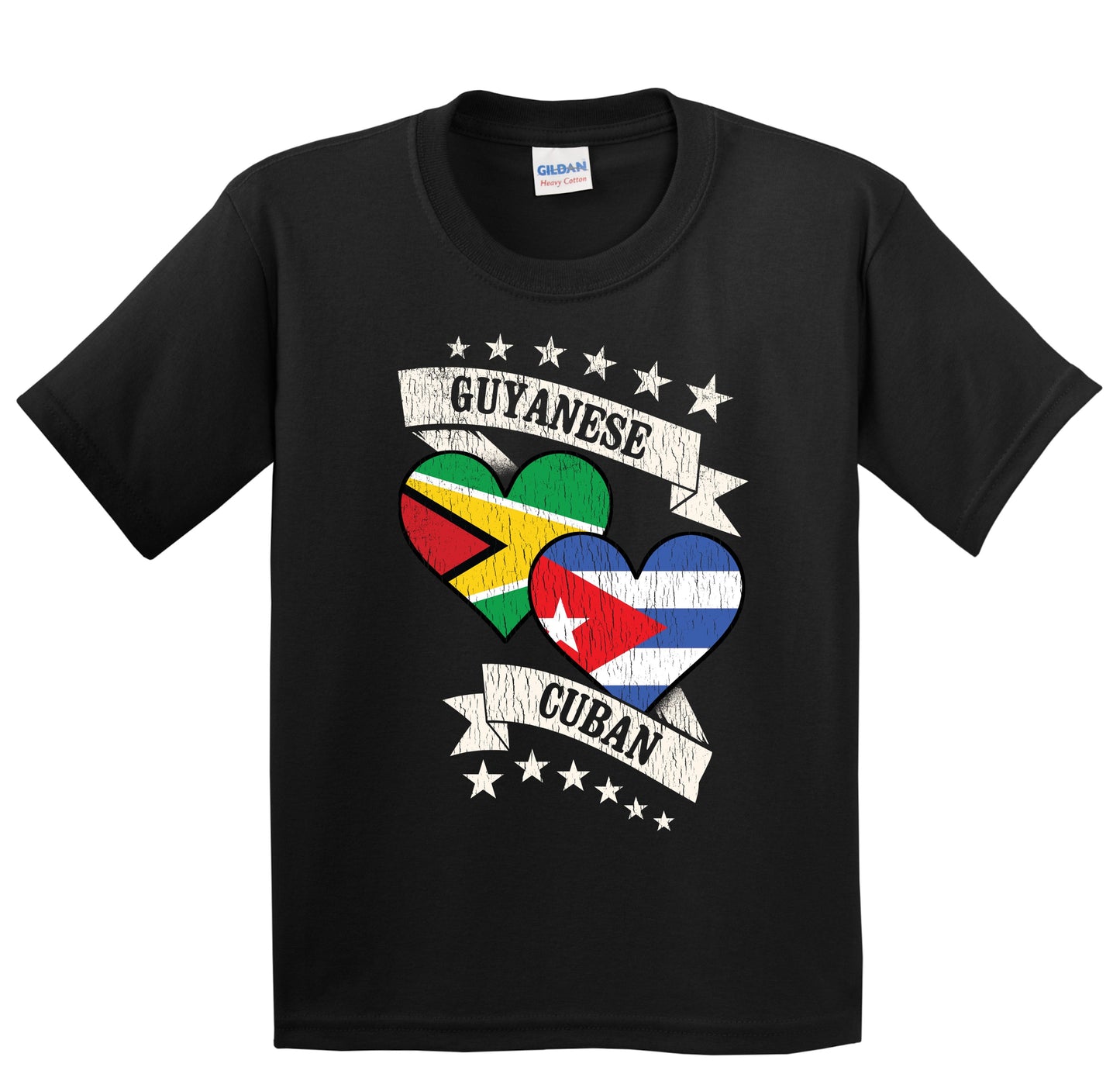 Guyanese Cuban Heart Flags Guyana Cuba Youth T-Shirt